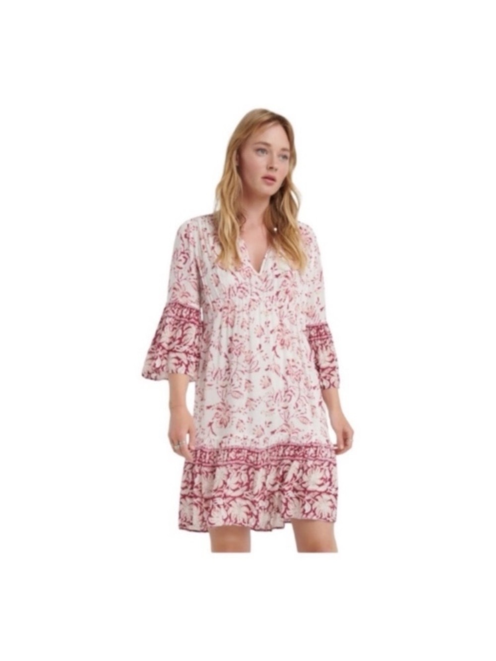 Lucky Brand White Mini Dress with Rose Print